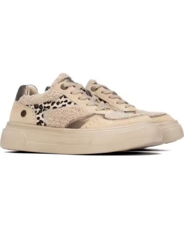 REFRESH ZAPATILLAS 176236 DE PLATAFORMA EN TONO BEIGE CON DETALLES DE PELO Y ANIMAL PRINT