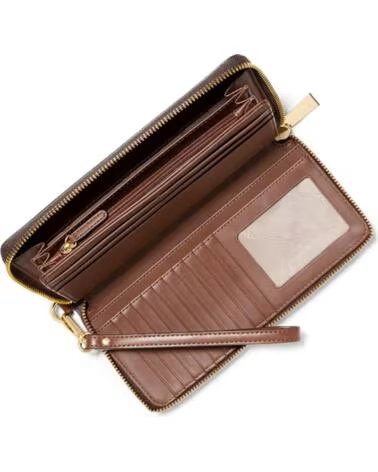 MICHAEL KORS BROWN WALLET WITH LOGO PRINT
