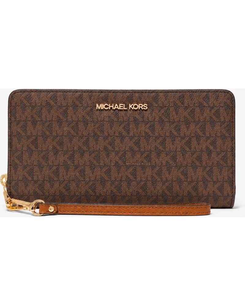 MICHAEL KORS BROWN WALLET WITH LOGO PRINT