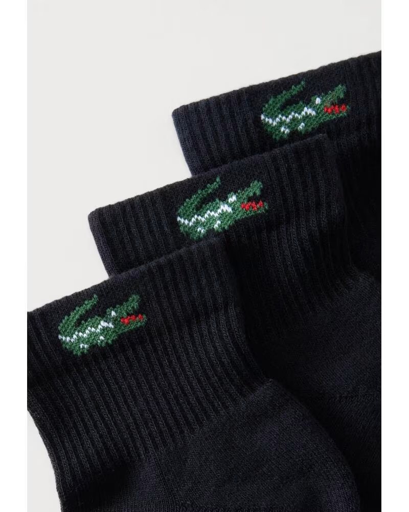 LACOSTE 3-PACK SHORT SOCKS RA9184 BLACK NEGRO