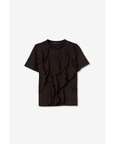 TIFFOSI T-SHIRT RIGA CASTANHA COM FOLHOS MARRóN