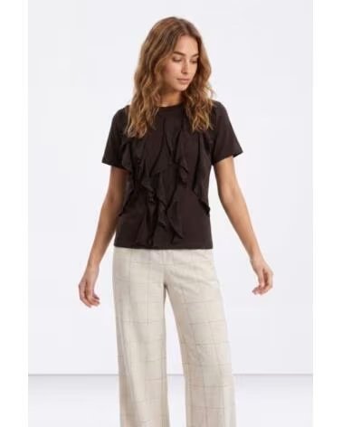 TIFFOSI T-SHIRT RIGA CASTANHA COM FOLHOS MARRóN