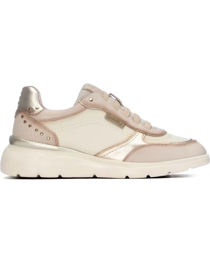 CARMELA 164219 SNEAKERS CASUAL IN PELLE BEIGE E ORO