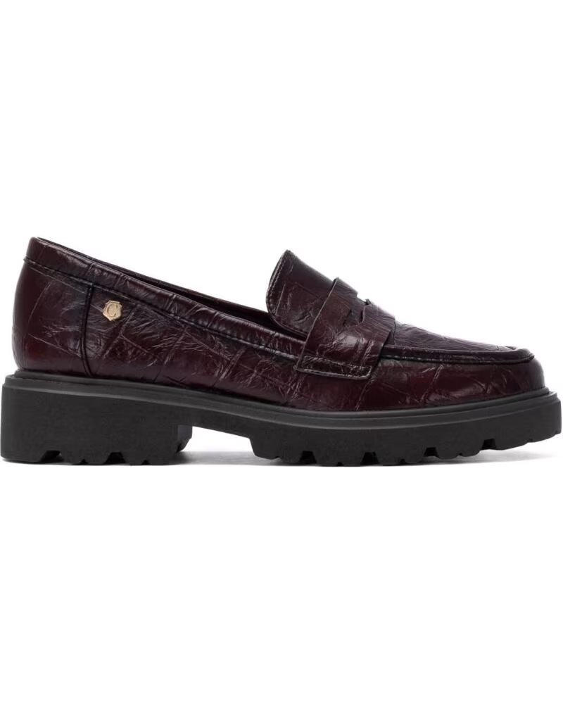 CARMELA MOCASSIN À TALON BAS 164270 BORDEAUX AVEC SEMELLE TRACK BURDEOS