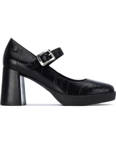 CARMELA SAPATO SALTO ALTO LARGO E PLATAFORMA COM FIVELA 164304 NEGRO