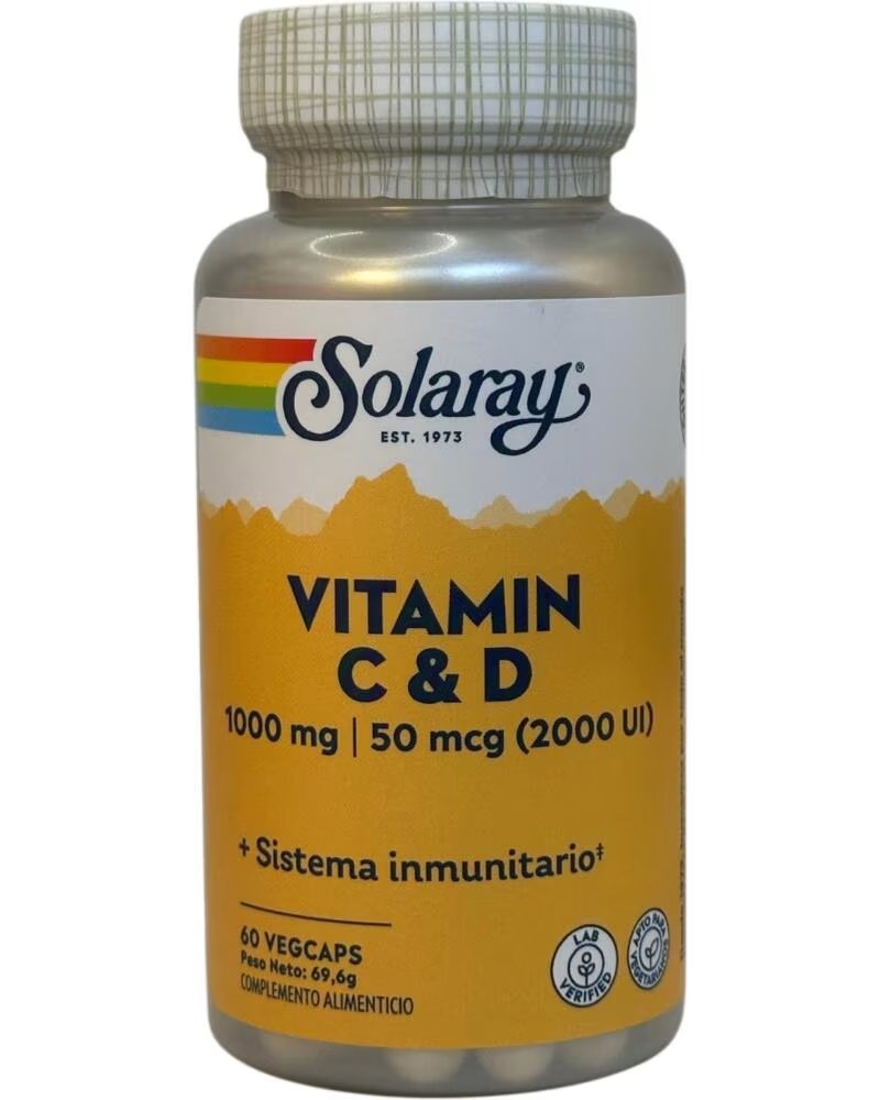SOLARAY VITAMINA C D3 1000 MG 50 ΜG 2 000 UI 60 CÁPSULAS VEGETALES