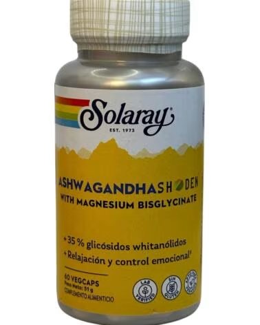 SOLARAY ASHWAGANDHA SHODEN MAGNESIO BISGLICINATO 60 CÁPSULAS VEGETALES
