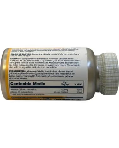 SOLARAY VITAMINA C D3 1000 MG 50 ΜG 2 000 UI 60 CÁPSULAS VEGETALES