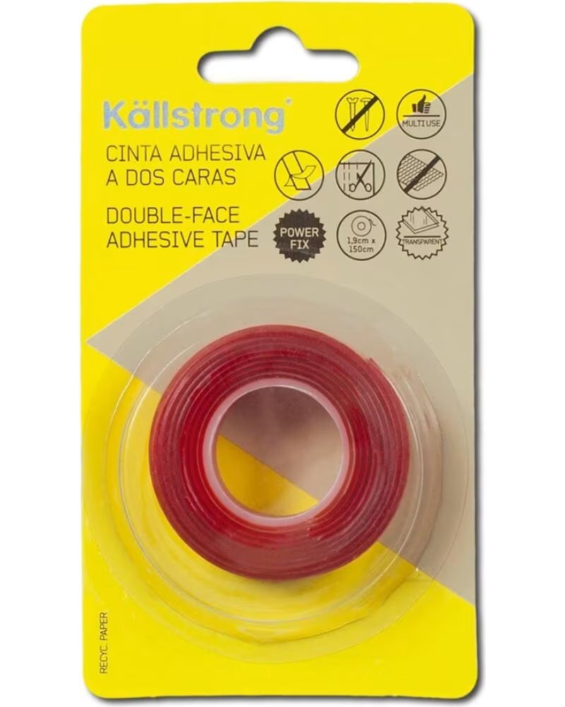 KALLSTRONG CINTA ADHESIVA A DOS CARAS TRANSPARENTE 1,9 CM X 150 MULTICOLOR