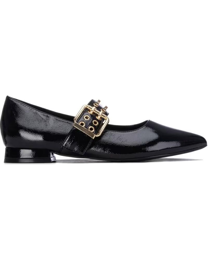XTI CHAUSSURES PLATES VERNIES 146418 EN NOIR AVEC BOUCLES NEGRO