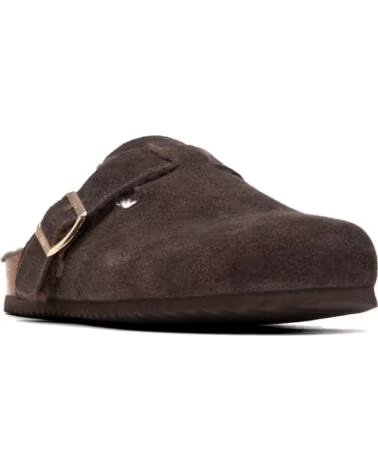 XTI DAMEN CLOGS 146751 AUS BRAUNEM LEDER MIT SCHNALLE MARRON