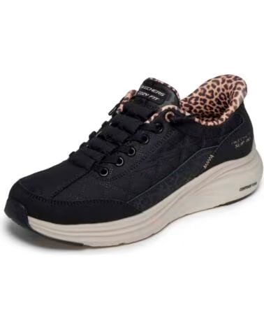 SKECHERS SNEAKERS MUJER CONTOUR FOAM COZY FIT LEOP NEGRO