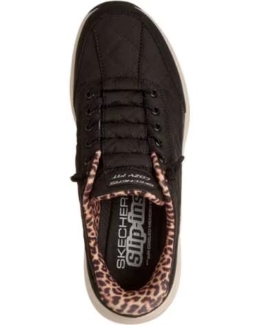 SKECHERS SNEAKERS MUJER CONTOUR FOAM COZY FIT LEOP NEGRO