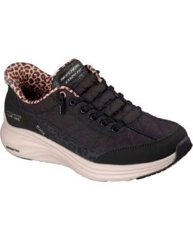 SKECHERS SNEAKERS MUJER CONTOUR FOAM COZY FIT LEOP NEGRO