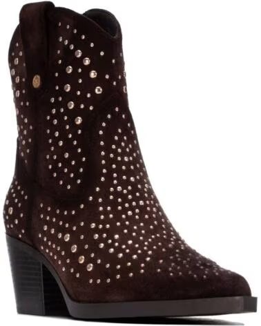 XTI STIVALETTI TEXANI 146192 IN CAMOSCIO CON BORCHIE MARRON