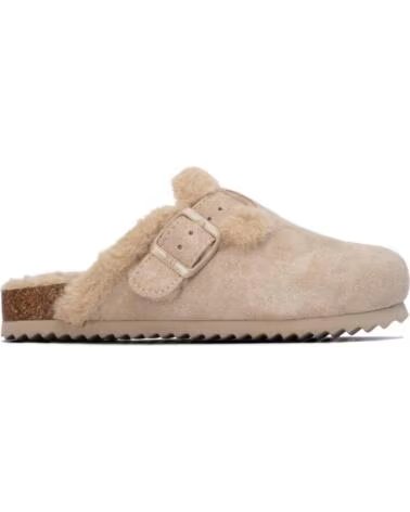 XTI WOMEN´S CLOGS 154096 IN BEIGE WITH FUR DETAIL