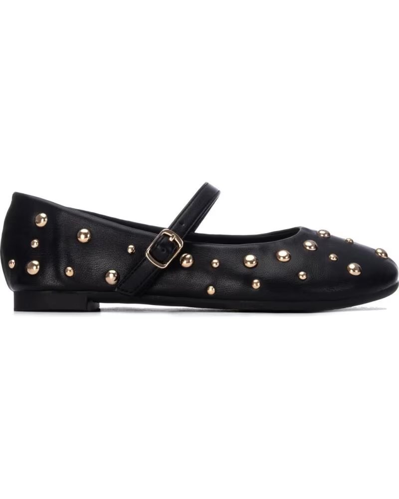 XTI 154167 BAILARINA PRETA COM TACHAS E FIVELA NEGRO
