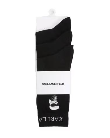 KARL LAGERFELD K-IKON 3-PACK BLACK SOCKS NEGRO