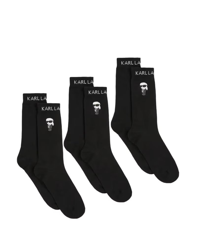 KARL LAGERFELD K-IKON 3-PACK BLACK SOCKS NEGRO