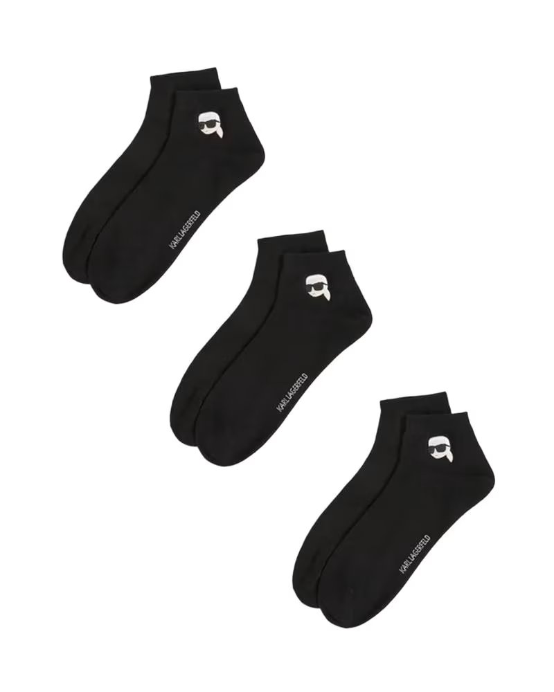 KARL LAGERFELD IKON SNEAKER SHORT SOCKS 3 PACK NEGRO