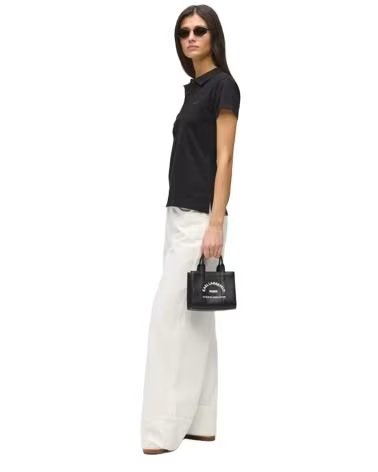 KARL LAGERFELD SACO TOTE QUADRADO K-RSG EM PELE PRETO NEGRO