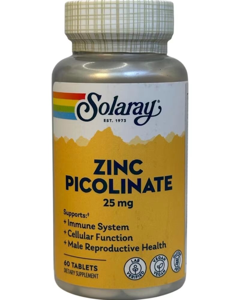 SOLARAY Picolinato de Zinc Zinc Picolinate 25mg 60 Comprimidos de