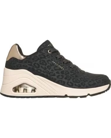 SKECHERS UNO WEDGE SAFARI DAZE SNEAKERS NERE NEGRO