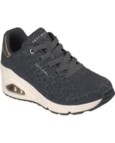 SKECHERS UNO WEDGE SAFARI DAZE SNEAKERS NERE NEGRO