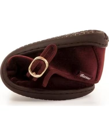 MTNG 85518 VELVET BAREFOOT SHOES IN BURGUNDY WITH STRAP AND BUCKLE ROJO