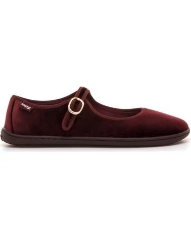 MTNG 85518 VELVET BAREFOOT SHOES IN BURGUNDY WITH STRAP AND BUCKLE ROJO