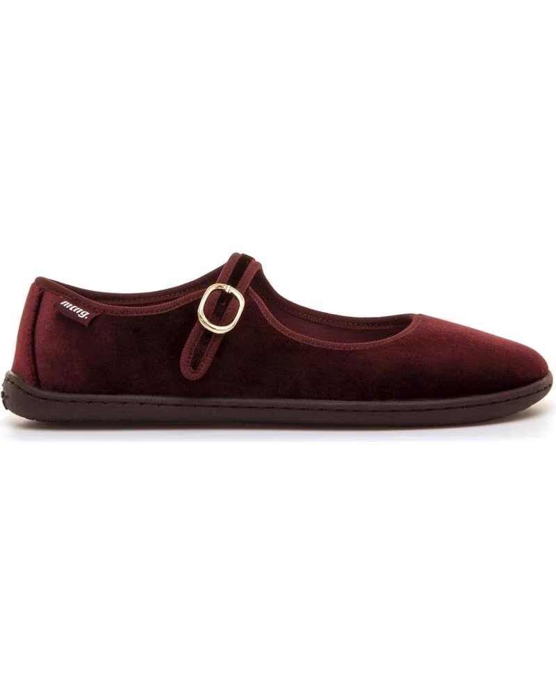 MTNG 85518 VELVET BAREFOOT SHOES IN BURGUNDY WITH STRAP AND BUCKLE ROJO