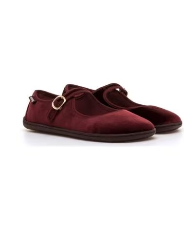 MTNG 85518 VELVET BAREFOOT SHOES IN BURGUNDY WITH STRAP AND BUCKLE ROJO