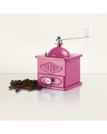 MOLINILLO DE CAFÉ MANUAL ELMA DE MADERA Y HIERRO ROSA VINTAGE MULTICOLOR