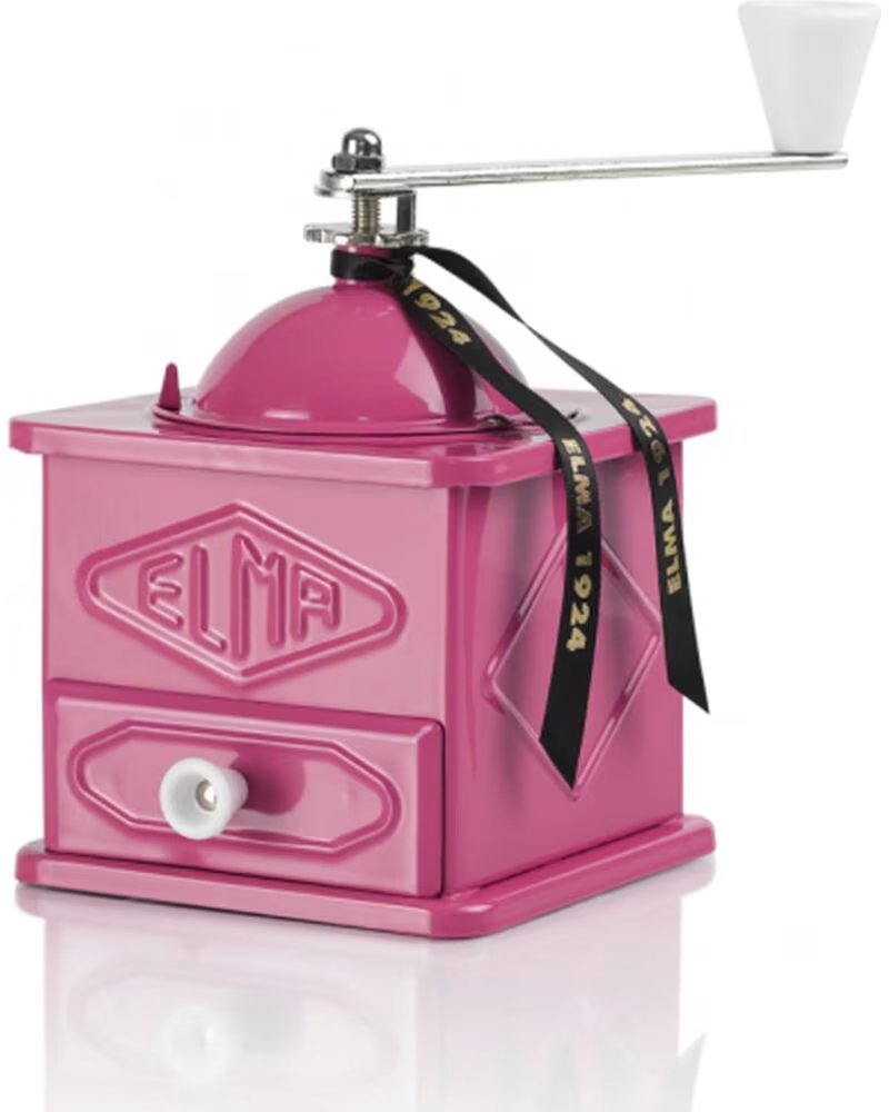 MOLINILLO DE CAFÉ MANUAL ELMA DE MADERA Y HIERRO ROSA VINTAGE MULTICOLOR