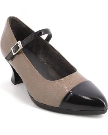 PITILLOS 11683 MARY JANES DAMEN SCHWARZ UND TAUPE NEGRO Y
