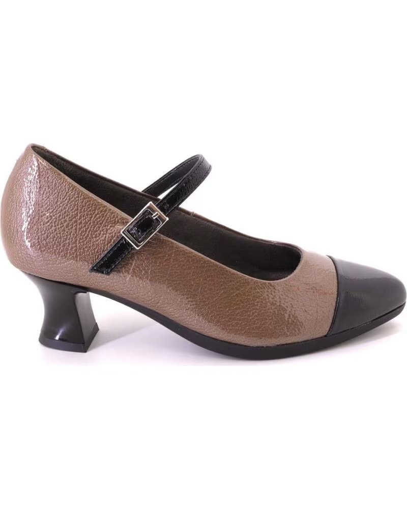 PITILLOS 11683 MARY JANES DAMEN SCHWARZ UND TAUPE NEGRO Y