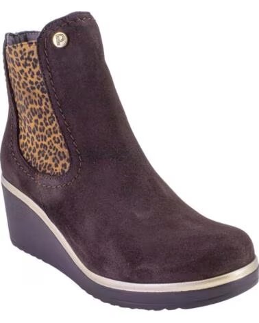 PITILLOS 20535 STIVALETTI DA DONNA MARRONE CAMOSCIO CROSTA DI CUOIO MARRON