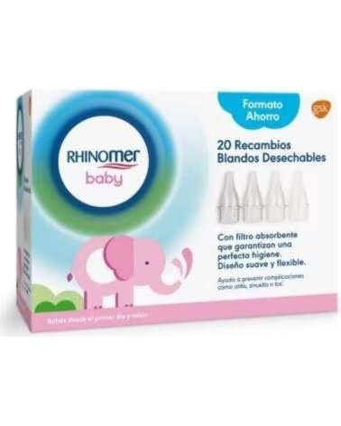 NARHINEL RECHARGES SOUPLES JETABLES POUR MOUCHE-NÉS AVEC FILTRES ABSORBANTS 20 UNITÉS