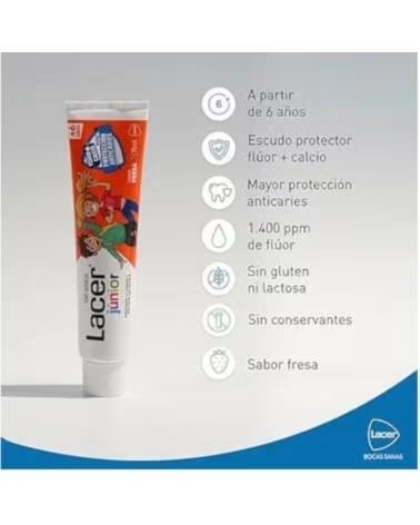 LACER JUNIOR DENTAL GEL STRAWBERRY FLAVOR 75 ML
