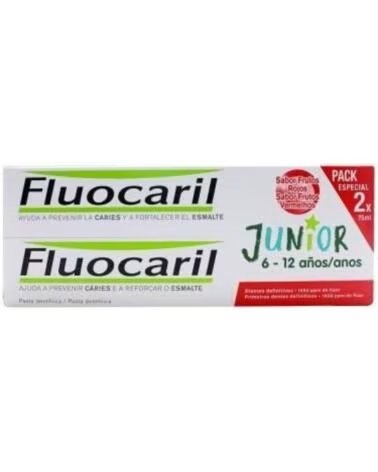 FLUOCARIL PASTA DENTÍFRICA INFANTIL JUNIOR SABOR FRUTOS VERMELHOS DUPLO 2 X 75 ML