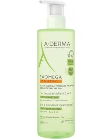 A-DERMA EXOMEGA CONTROL GEL DE LIMPEZA EMOLIENTE 2 EM 1 500 ML