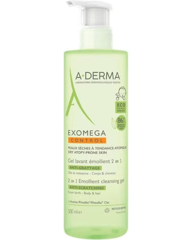 A-DERMA EXOMEGA CONTROL GEL DE LIMPEZA EMOLIENTE 2 EM 1 500 ML
