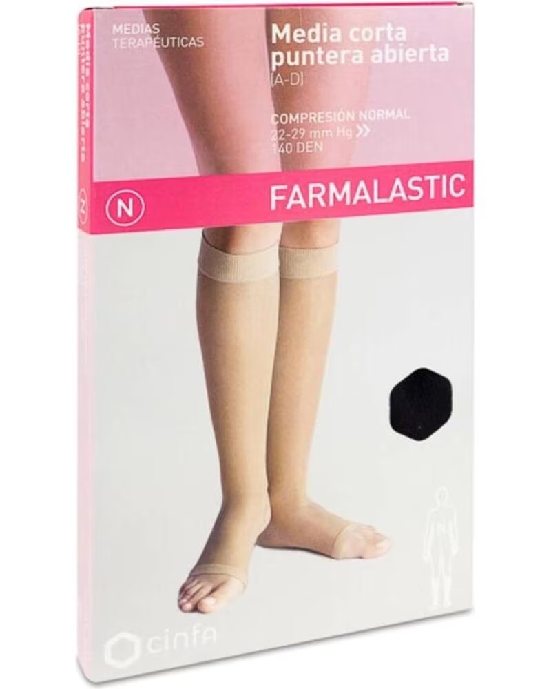 FARMALASTIC MEIA CURTA COMPRESSÃO NORMAL PONTA ABERTA PRETO EXTRA GRANDE