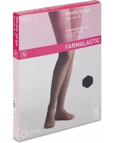 FARMALASTIC MEIA LONGA COMPRESSÃO NORMAL TAMANHO MÉDIO PRETO