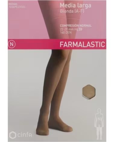 FARMALASTIC LANGE STRÜMPFE SPITZENRAND NORMALE KOMPRESSION GRÖSSE GROSS BEIGE