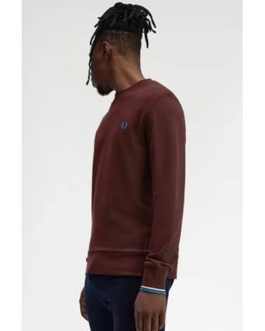 FRED PERRY SWEAT-SHIRT CREW NECK OXBLOOD - ECRU COURT BLUE Z63XBLDCR
