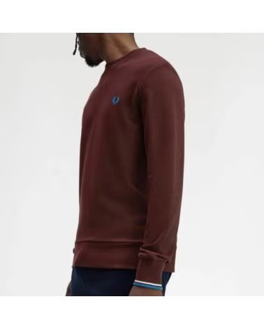 FRED PERRY SWEAT-SHIRT CREW NECK OXBLOOD - ECRU COURT BLUE Z63XBLDCR