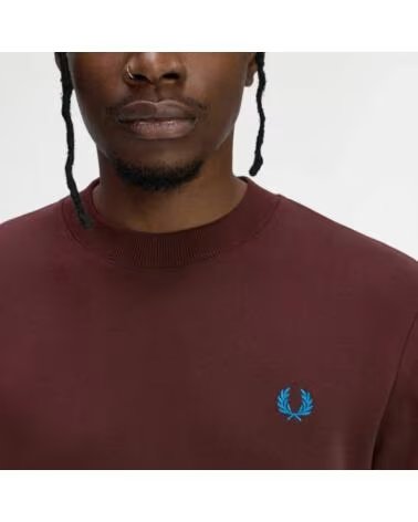 FRED PERRY SWEAT-SHIRT CREW NECK OXBLOOD - ECRU COURT BLUE Z63XBLDCR
