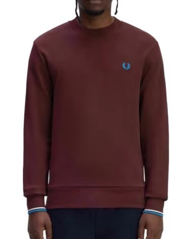 FRED PERRY SWEAT-SHIRT CREW NECK OXBLOOD - ECRU COURT BLUE Z63XBLDCR