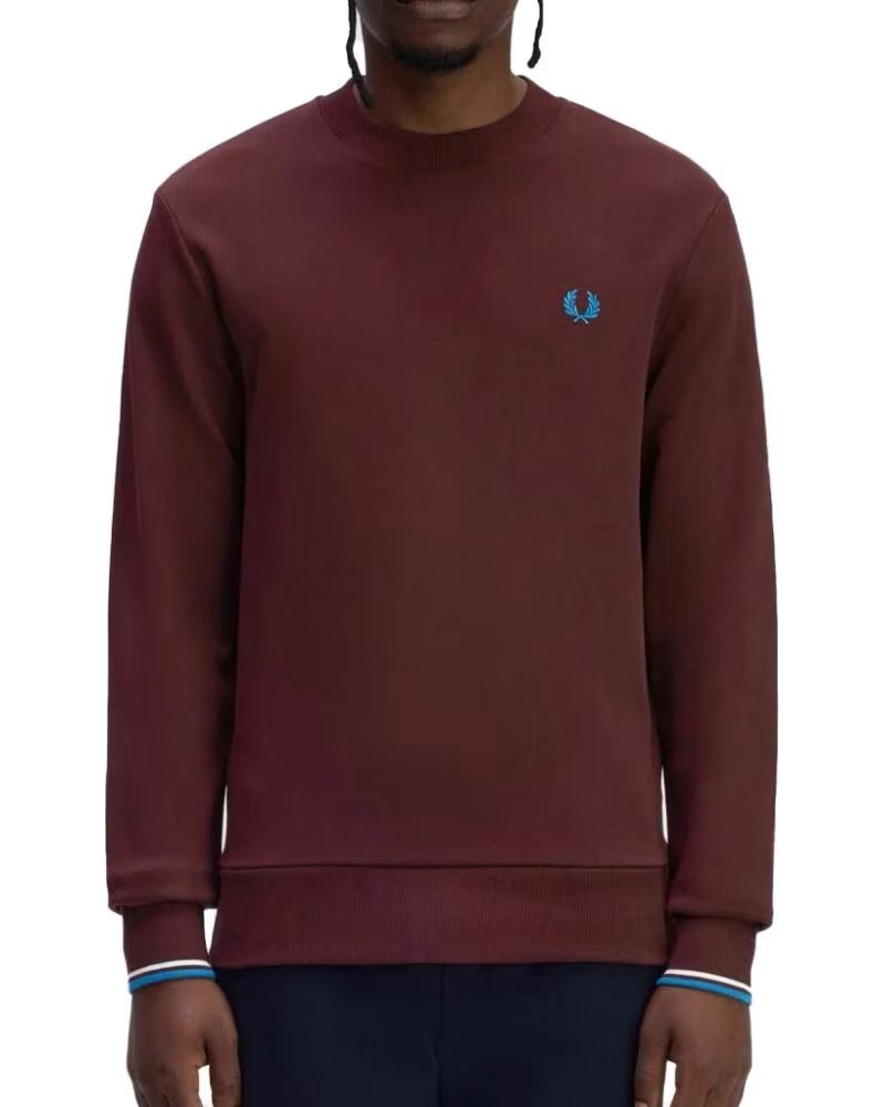 FRED PERRY SWEAT-SHIRT CREW NECK OXBLOOD - ECRU COURT BLUE Z63XBLDCR